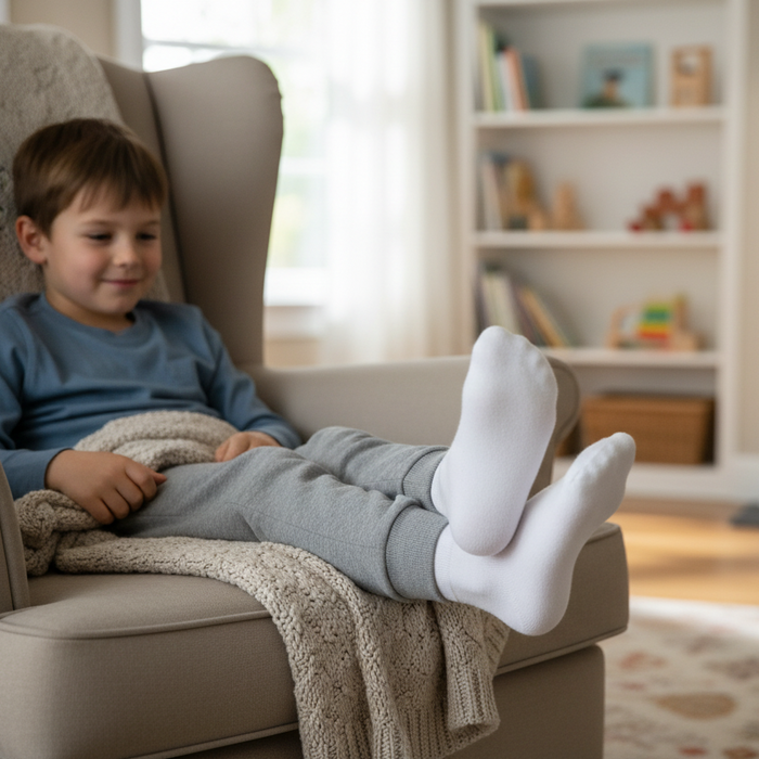 Kids' white crew socks pack of 12 pairs, thin and comfortable, suitable for children aged 4-7 years by dealonlinenz.
