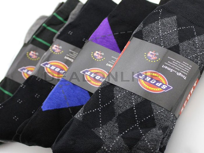 Set of 12 colorful patterned crew socks from dealonline.co.nz, featuring various designs on soft, comfortable fabric.