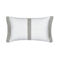 White outdoor pillow with gray center band, lumbar size for transitional outdoor spaces by Elaine Smith