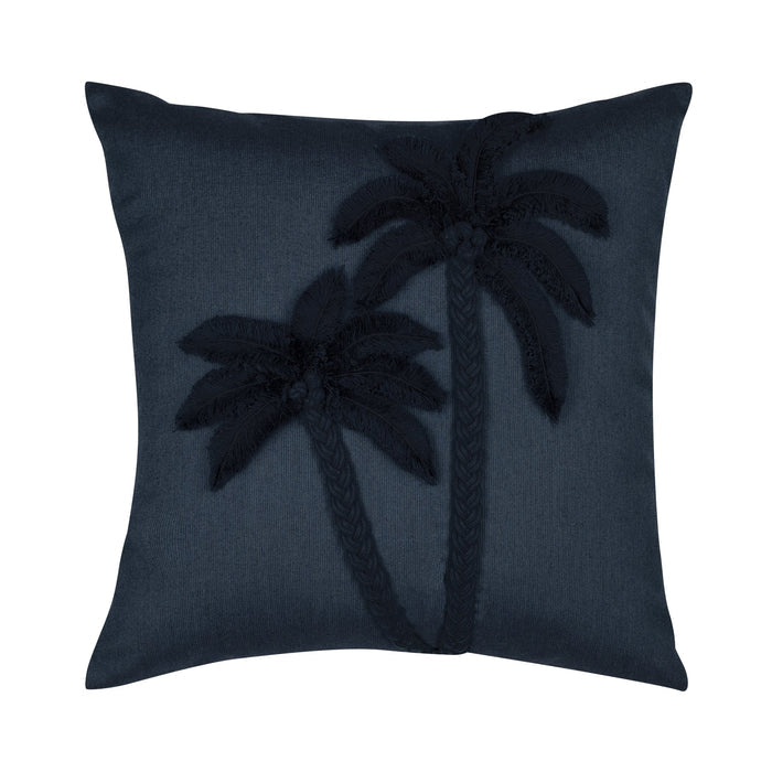 Black outdoor pillow with palm leaf pattern square size for bold patio decor