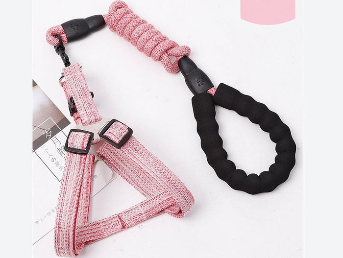 Dealonlinenz dog harness and leash set for puppies, featuring adjustable pet harness with traction rope for walking safety.
