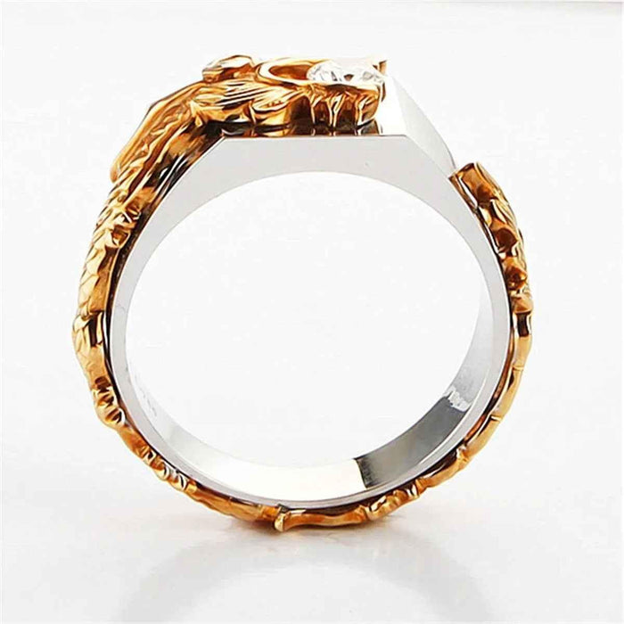 Gold Dragon Zircon Statement Ring by Stylish 3Sixty5 featuring punk style jewelry and bold dragon design.