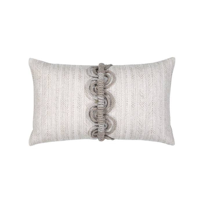 Taupe outdoor pillow with stripe pattern, lumbar size for transitional outdoor decor