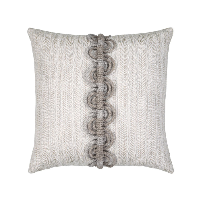 Taupe outdoor pillow with stripe pattern, square size for transitional outdoor decor