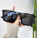 ECOTREK black retro square sunglasses with lightweight design and UV380 protection, suitable for men and women.
