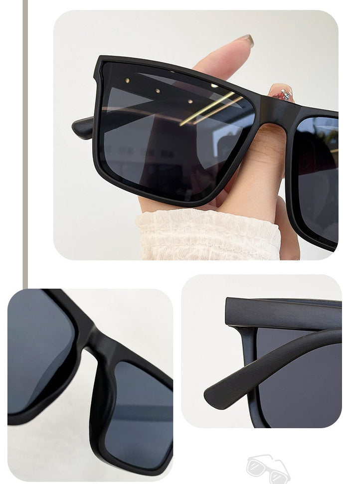 ECOTREK black retro square sunglasses with UV380 protection, lightweight fashion shades for men and women.
