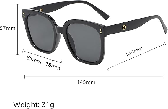 ECOTREK polarised square sunglasses for women with UV400 protection, featuring a retro fashion design and clear lens details.