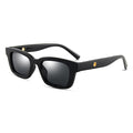 ECOTREK square sunglasses with thick frame, stylish fashion shades for men and women, shown on a model.