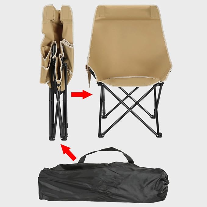 ECOTREK three-position portable folding outdoor chair showing a lightweight, compact design with adjustable seating positions.