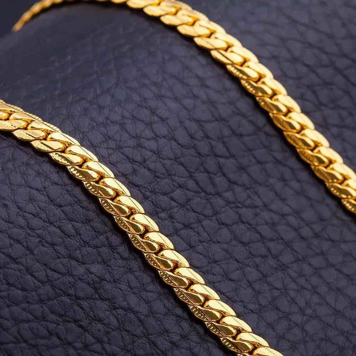 Stylish 3Sixty5 Edge-Bold 18K gold-plated chain necklace with a chunky, modern design, shown close-up on a white background.