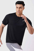 Fuaark Nz Ember Running T-shirt in black, showcasing a comfortable fit and athletic design for active wear.