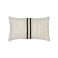 Ivory and black lumbar outdoor pillow with textured finish and charcoal appliqued banding for stylish patio accents