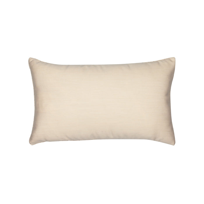 Back image of Beige outdoor pillow with stripe design lumbar size for transitional patio decor by Elaine Smith