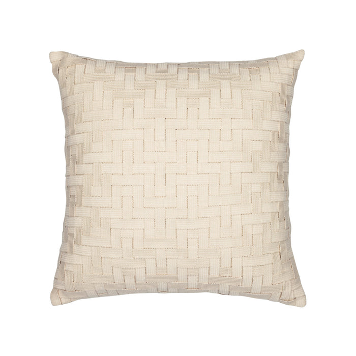 Natural outdoor pillow with woven texture square size for classic patio decor