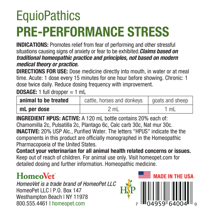 EquioPathics PRE-PERFORMANCE STRESS