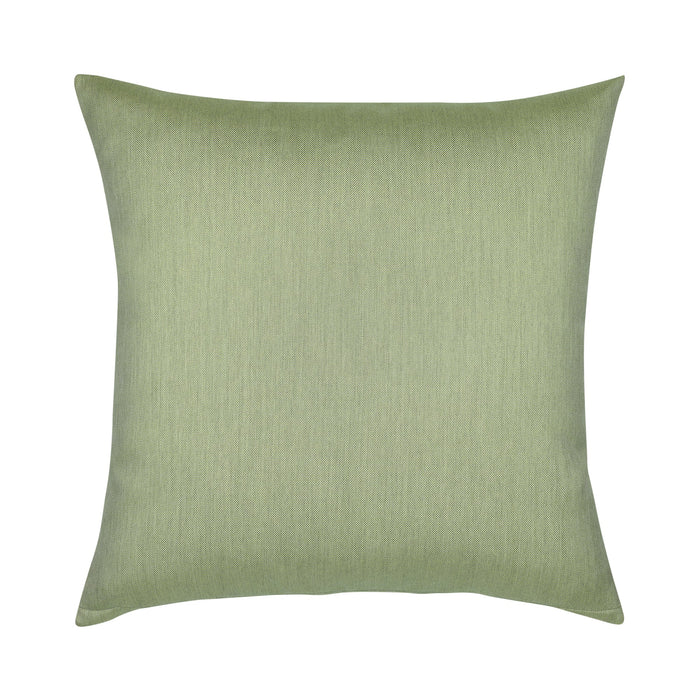 Back image of Sage green outdoor pillow with palm leaf pattern square size for earthy patio decor