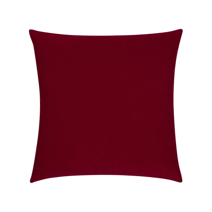 Red velvet pillow with textured finish in square size for stylish patio decor