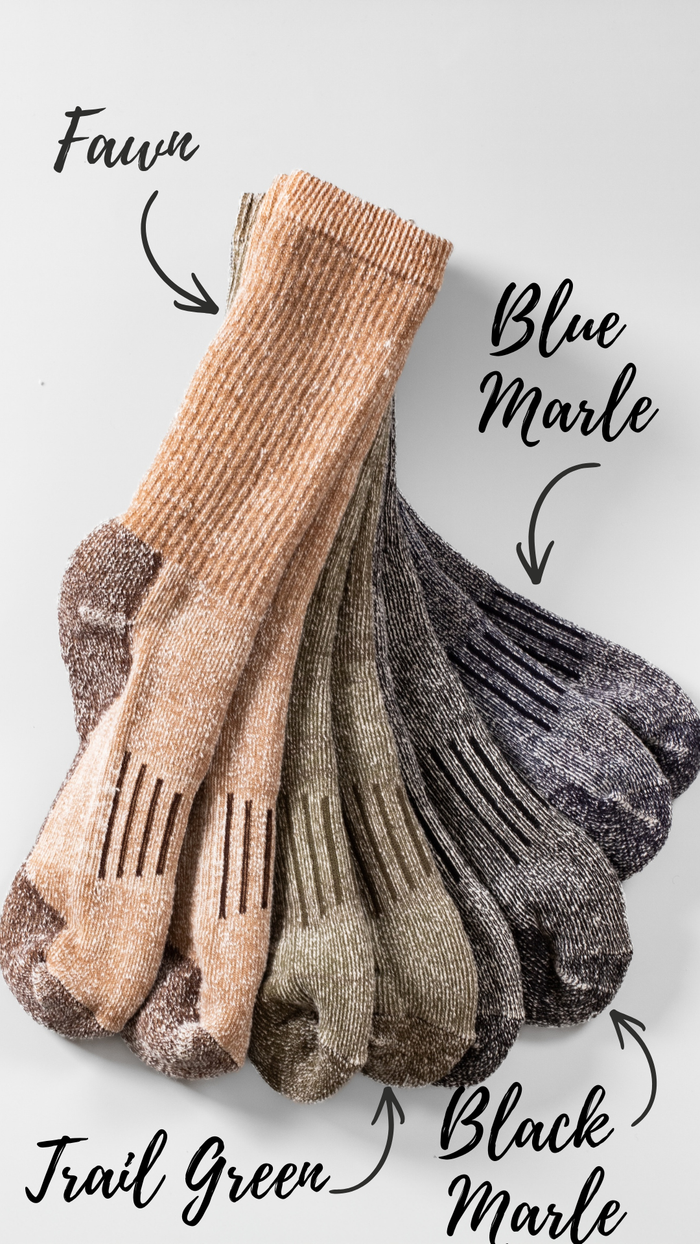 Merino 365 NZ everyday trekking socks in trail green, designed for comfortable outdoor hiking and outdoor activities.