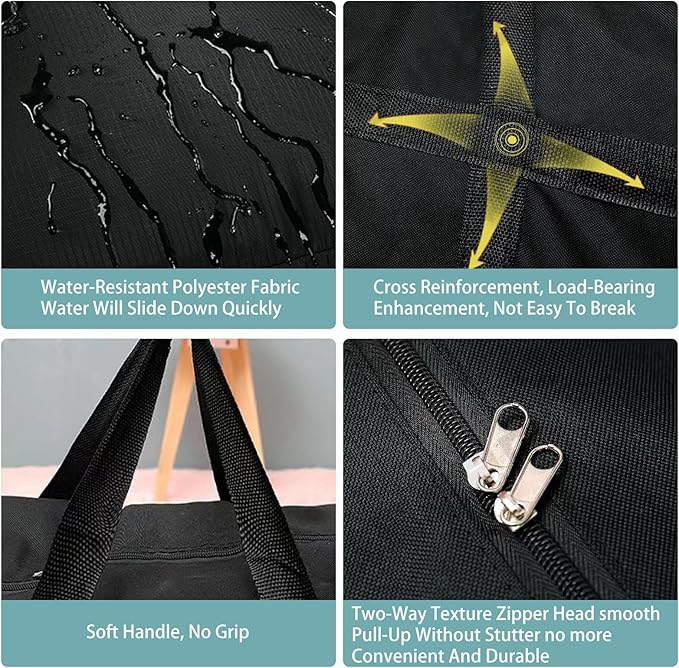 Extra large heavy-duty ECOTREK storage bag in black with handles, designed for 180L capacity for versatile storage needs.
