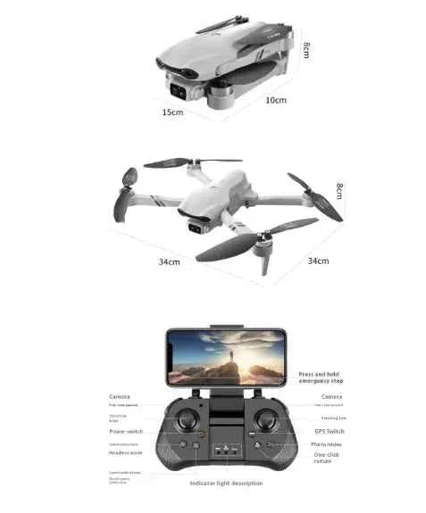 Mead's Supply F10 Folding GPS Drone with 4K HD camera, dual positioning, smart flight modes, and portable design for outdoor photography.