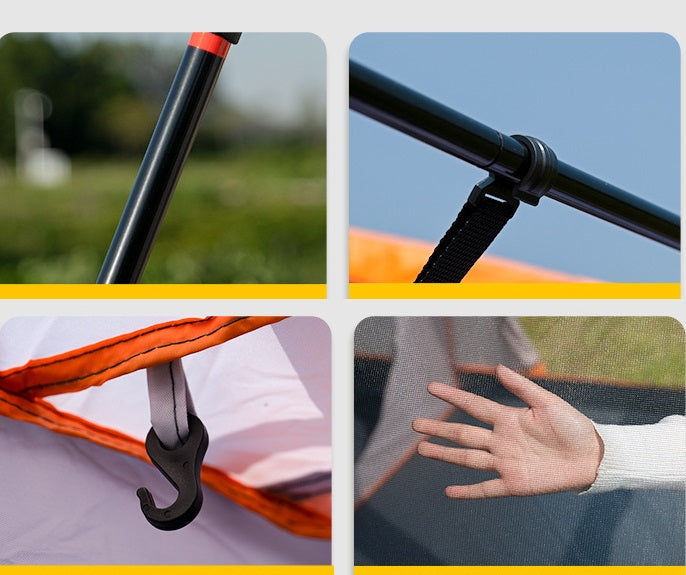 Ecotrek family tent with double layers, waterproof design, available in three sizes and two colors, suitable for outdoor camping.