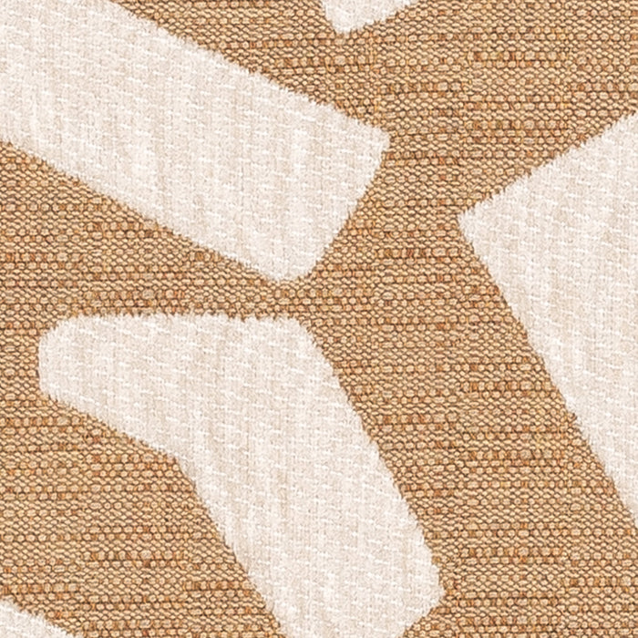 Detail image of Caramel outdoor pillow with abstract pattern lumbar size for bold patio decor by Elaine Smith