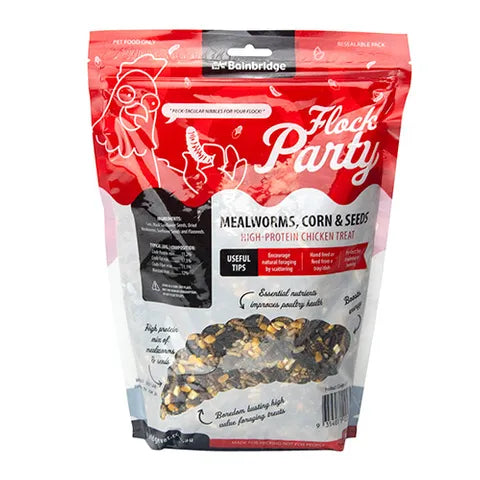 FLOCK PARTY MEALWORMS, CORN & SEEDS