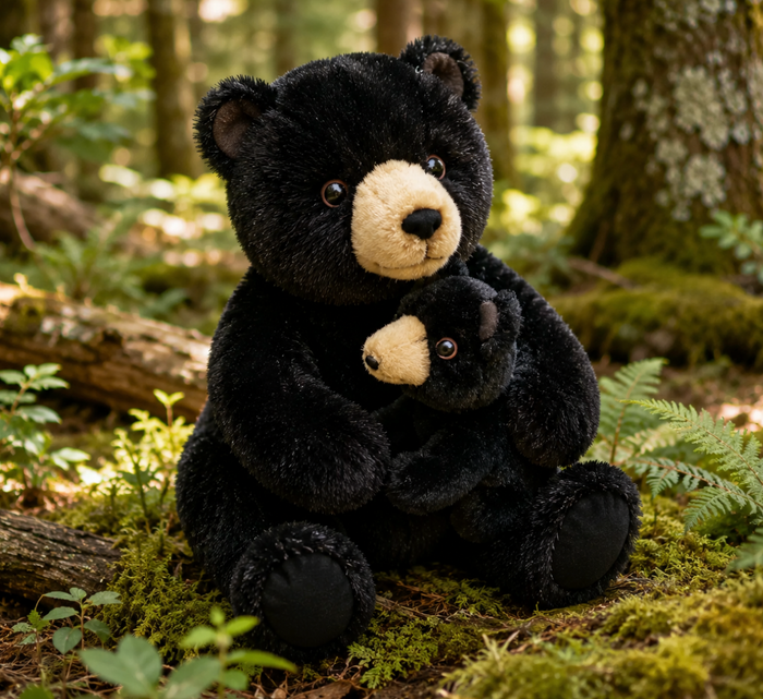 Folkmanis Mini Black Bear Finger Puppet with the Baby Bear Hand Puppet