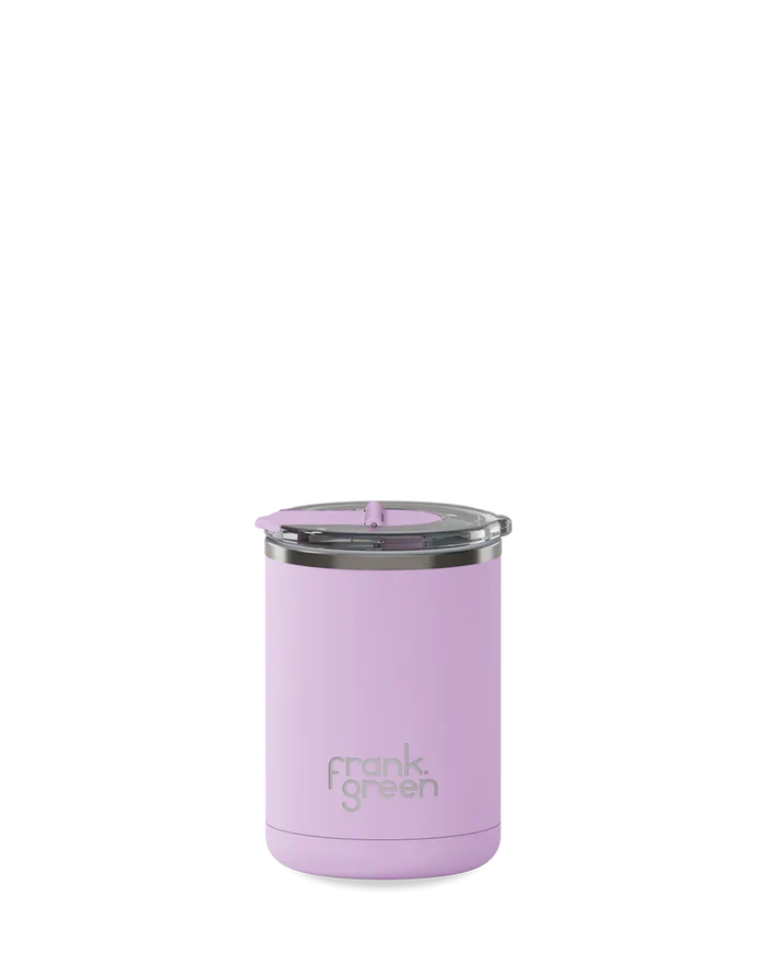 FRANK GREEN 12oz CERAMIC COFFEE CUP HINGED SCREW LID LILAC HAZE