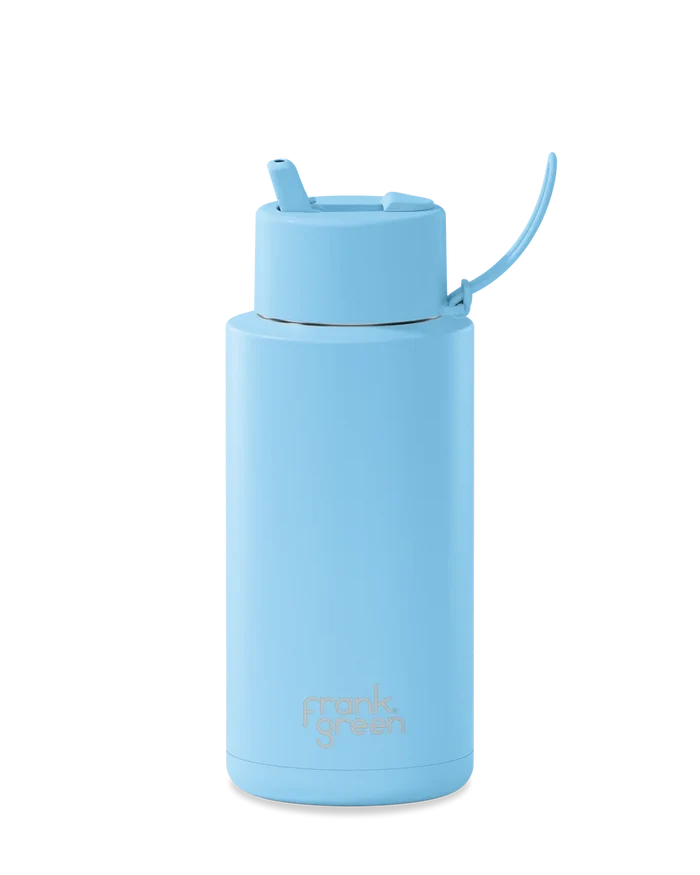 FRANK GREEN 34oz REUSABLE BOTTLE SKY BLUE FLIP STRAW LID