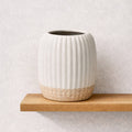 Nest & Stem Homewares Frankly Cotton ceramic vase with a ribbed, column design, showcasing its textured white ceramic surface.