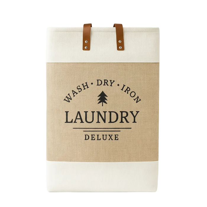 Nest & Stem Homewares Frankly Cotton Laundry Deluxe Hamper with handles, fabric laundry basket with sturdy handles for easy carrying
