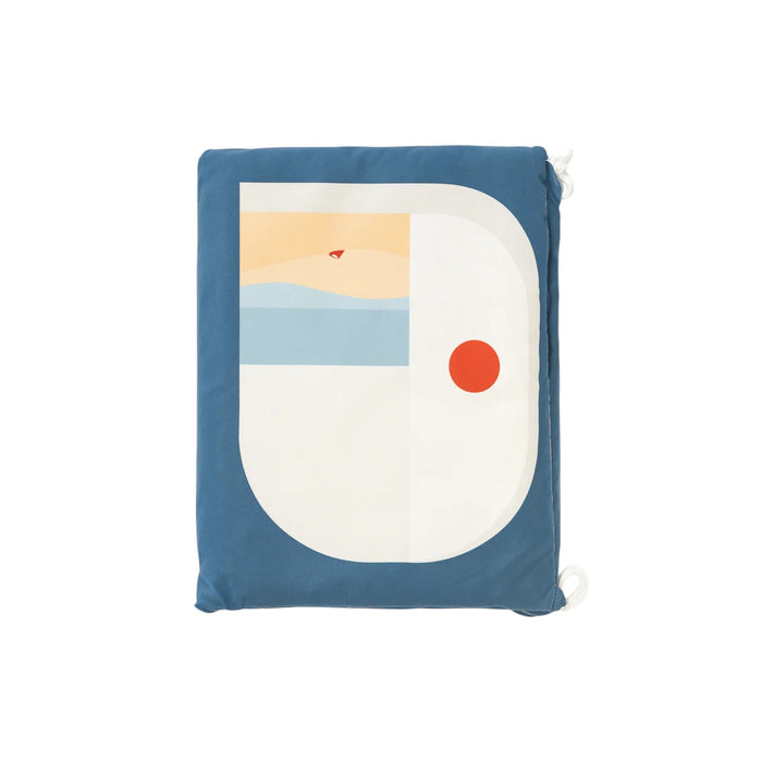 Nest & Stem Homewares lightweight cotton beach towel, quick-drying, 100x180cm, shown folded with a beach bag.