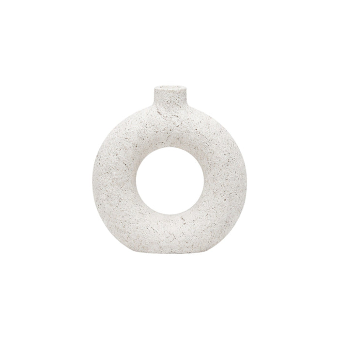 Nest & Stem Homewares Frankly Cotton textured ceramic ring vase with a smooth, rounded design and intricate surface detail.