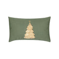 Green outdoor pillow with holiday tree motif lumbar size for festive patio decor