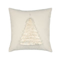 Ivory outdoor pillow with holiday tree motif square size for decorative holiday patio decor