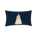 Navy outdoor pillow with holiday tree motif lumbar size for festive patio decor