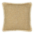 Golden outdoor pillow with ivory fringe square size for classic patio decor