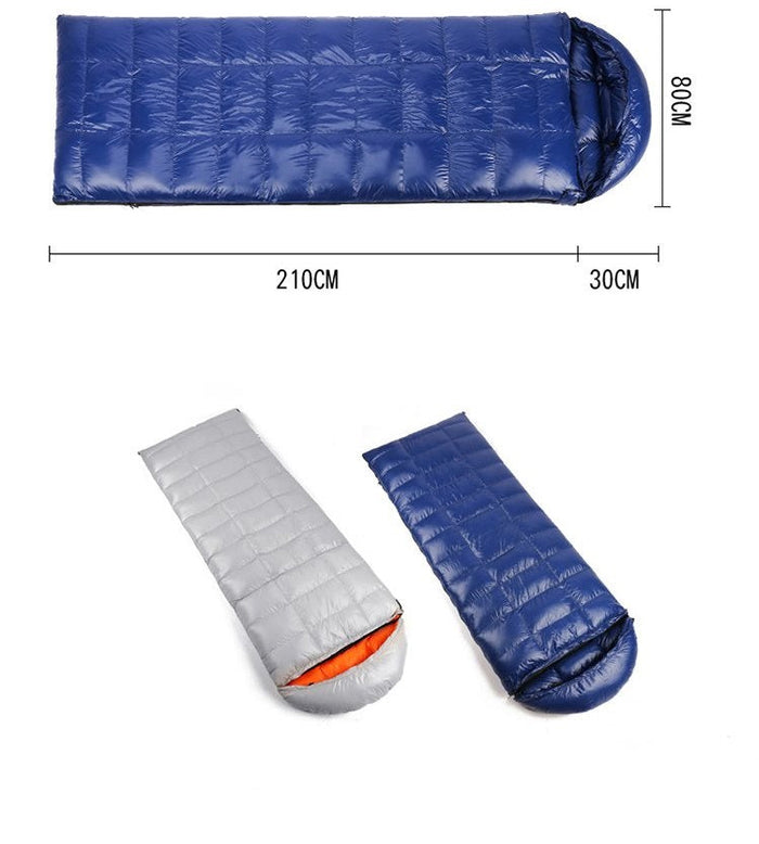 ECOTREK goose down envelope sleeping bag, compact and lightweight silver sleeping bag for outdoor camping and backpacking.
