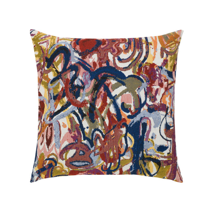 Pillow made from Graffiti – outdoor-safe woven fabric by Elaine Smith, ideal for high-end commercial and residential applications.