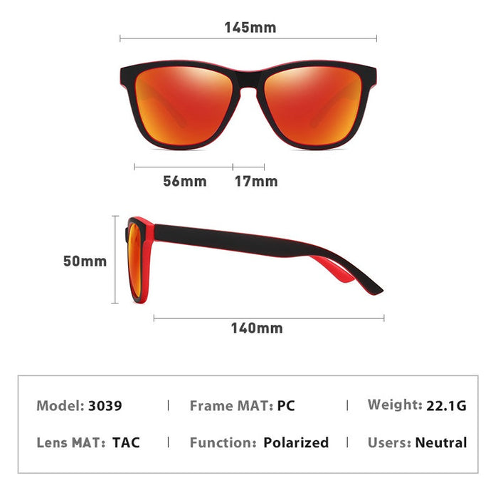 Black HD polarized sports sunglasses with anti-blue ray hydrophobic coating, designed for active outdoor use.