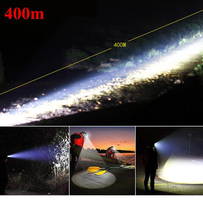 Dealonlinenz waterproof rechargeable headlamp with adjustable focus and 1600 lumens, ideal for outdoor activities and nighttime use.
