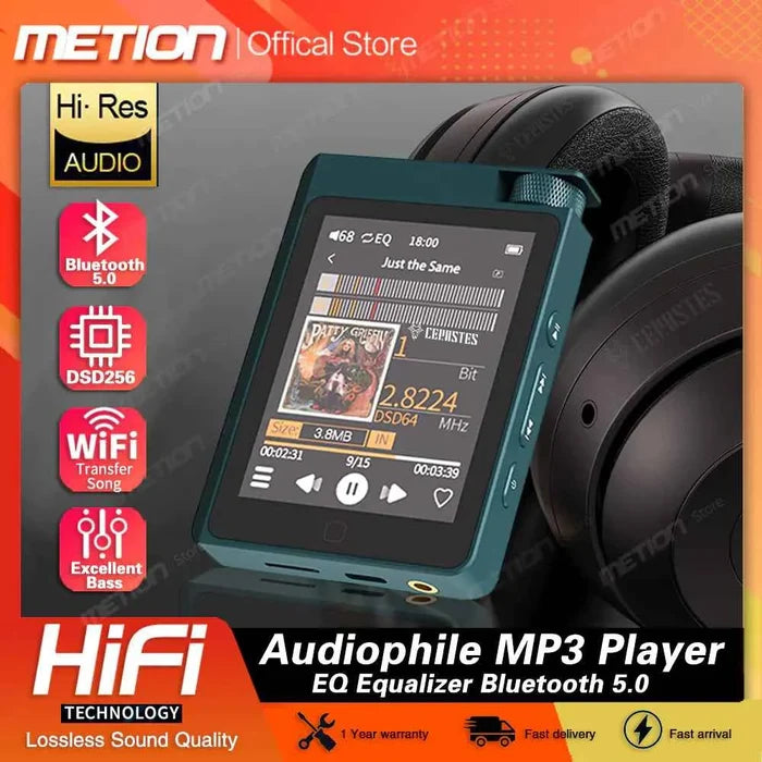 Mead's Supply & Equipment Outdoor Electronics HiFi lossless MP3 player with Bluetooth 5.0, 2.8-inch screen, 16GB storage, and portable design.