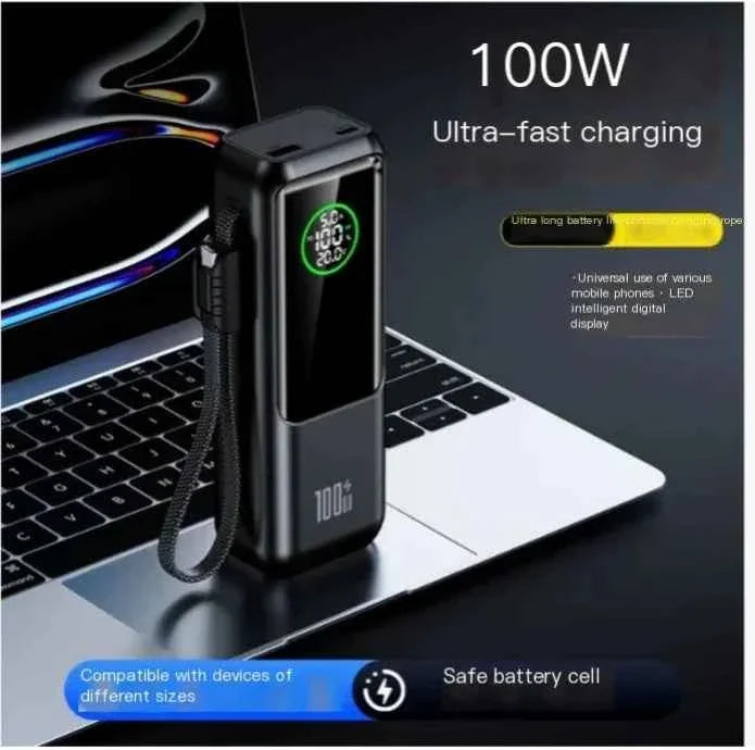 Black high-capacity fast charging power bank from Mead's Supply & Equipment Outfitters, model A57, portable electronics accessory