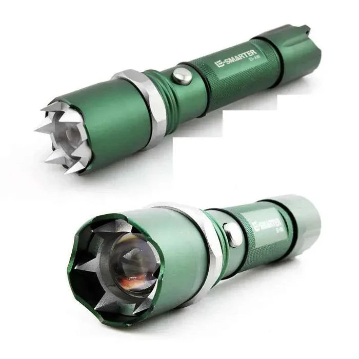 Mead's Supply & Equipment Outfitters high-intensity LED flashlight with zoom function, rechargeable outdoor light, black electronic device