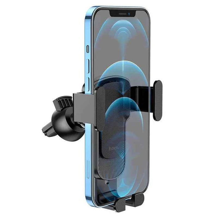 techplus Hoco CA103 gravity car air vent phone holder with automatic clamp for 4.5 to 7-inch mobile phones, mounted on vehicle air vent