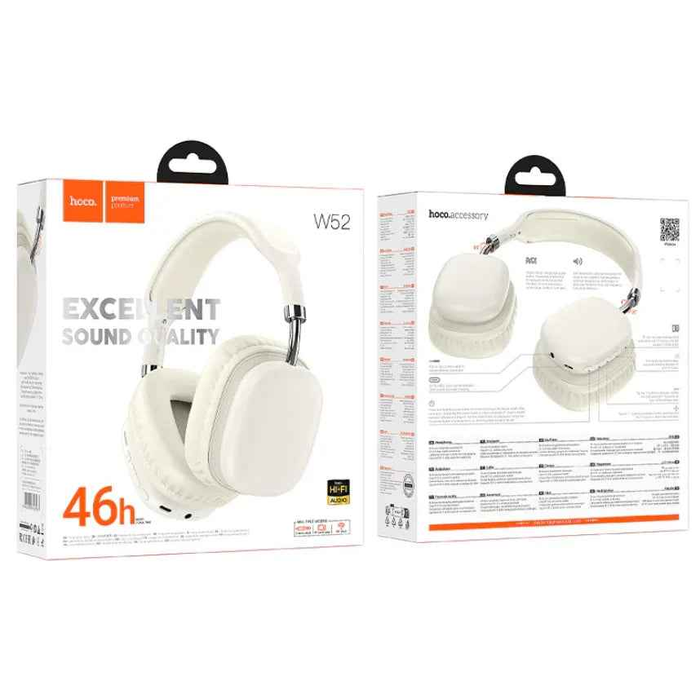 Black TechPlus Hoco W52 wireless stereo Bluetooth headset with over-ear design and built-in microphone for hands-free calls.