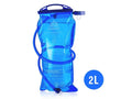 Blue 2L hydration bladder water bag for sports, made by Mead's Supply & Equipment Outfitters, featuring a flexible hydration reservoir.