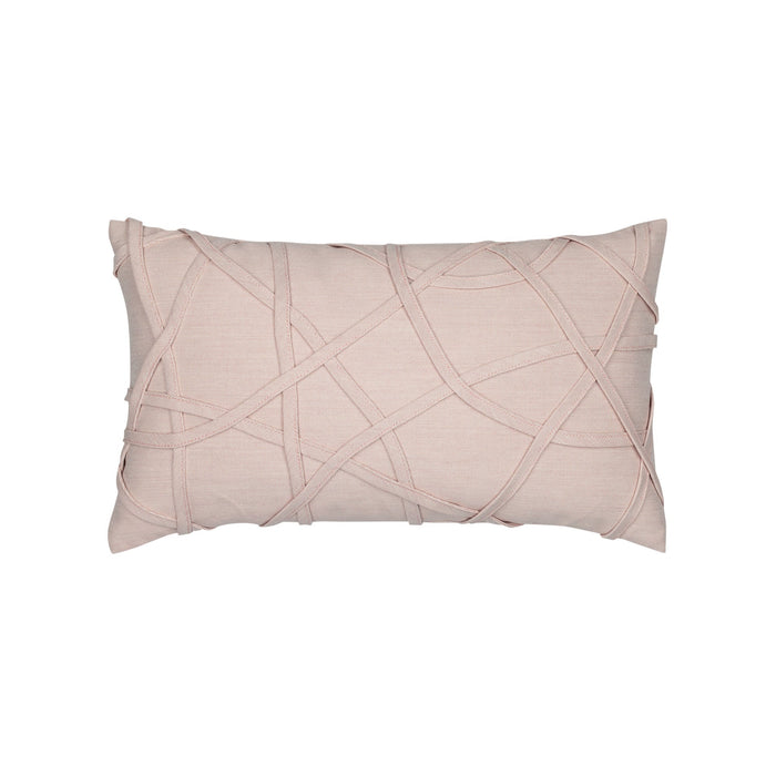 Soft pink outdoor pillow with solid texture lumbar size for earthy patio décor