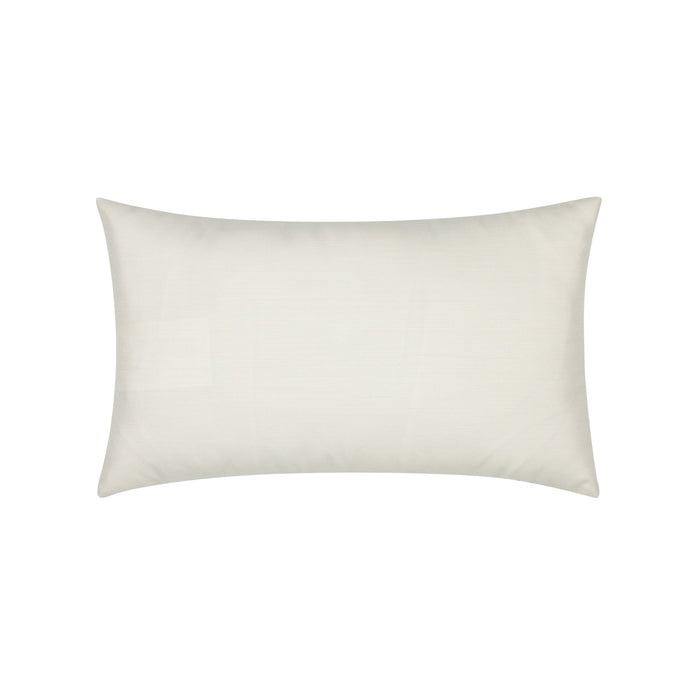 Back image of Ivory outdoor pillow with solid texture lumbar size for sophisticated patio decor